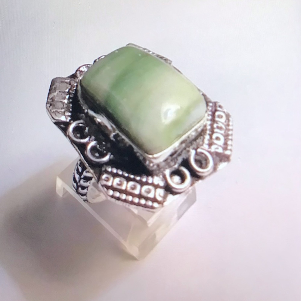 Moss Opal 925 Sterling Silver Ring